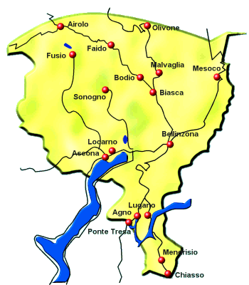 Cartina Canton Ticino